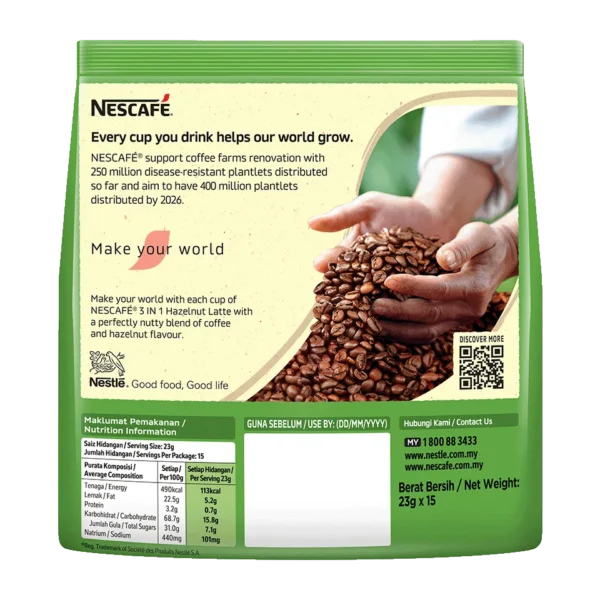 Nescafe_MYW_Latte_Hazelnut_Back_SIM_FA.png NESCAFÉ 3 in 1 Hazelnut Latte